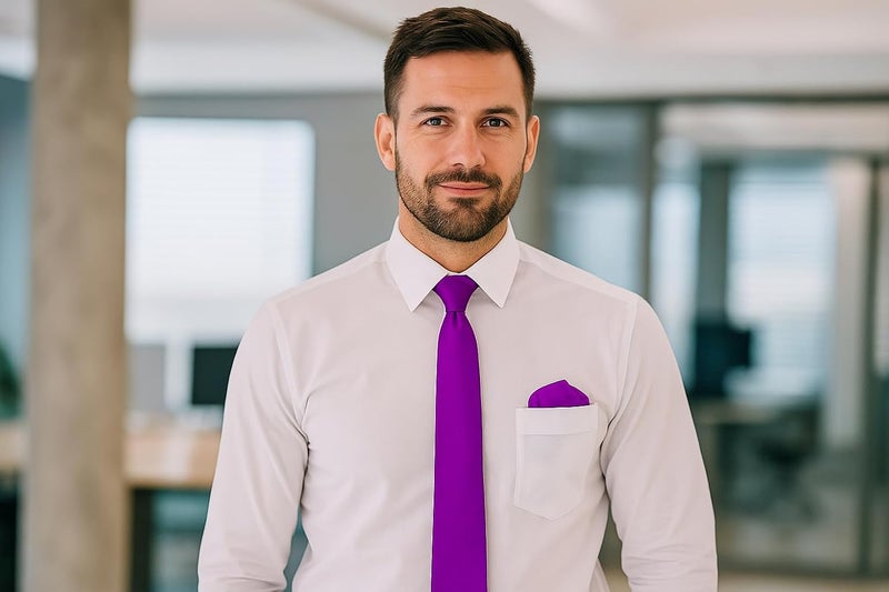 Trilece Ties for Men - Mens Solid Color Formal Necktie and Pocket Square Sets - Image 4